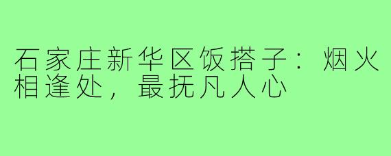 石家庄新华区饭搭子：烟火相逢处，最抚凡人心