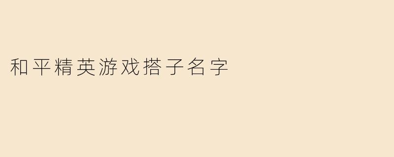 和平精英游戏搭子名字