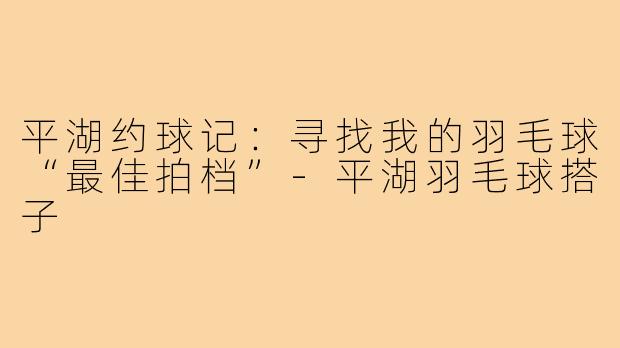 平湖约球记：寻找我的羽毛球“最佳拍档”-平湖羽毛球搭子