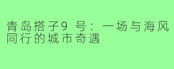 青岛搭子9号:一场与海风同行的城市奇遇