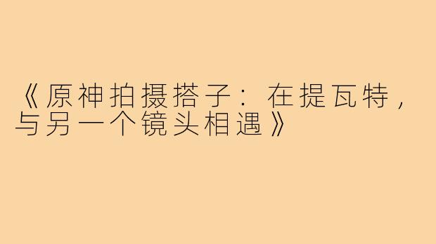《原神拍摄搭子：在提瓦特，与另一个镜头相遇》