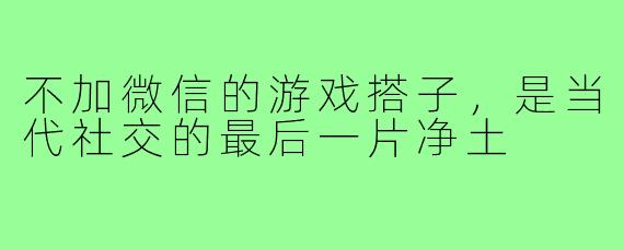不加微信的游戏搭子,是当代社交的最后一片净土