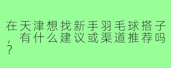 在天津想找新手羽毛球搭子,有什么建议或渠道推荐吗?