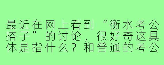 最近在网上看到“衡水考公搭子”的讨论,很好奇这具体是指什么?和普通的考公学习小组有什么不同吗?