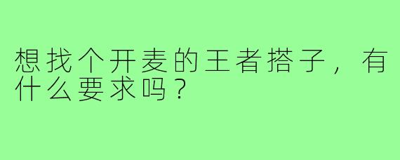 想找个开麦的王者搭子,有什么要求吗?