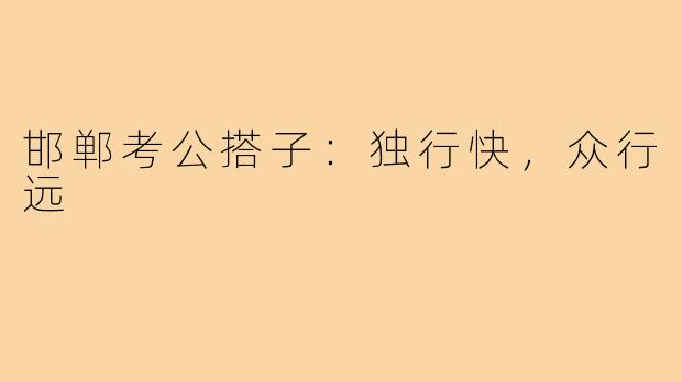 邯郸考公搭子：独行快，众行远