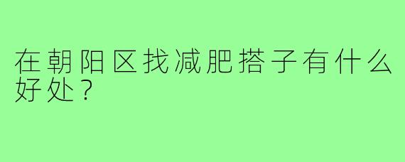 在朝阳区找减肥搭子有什么好处?