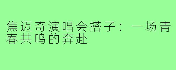 焦迈奇演唱会搭子：一场青春共鸣的奔赴