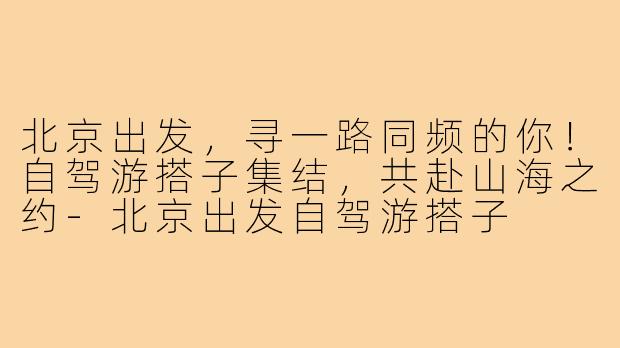 北京出发,寻一路同频的你!自驾游搭子集结,共赴山海之约-北京出发自驾游搭子