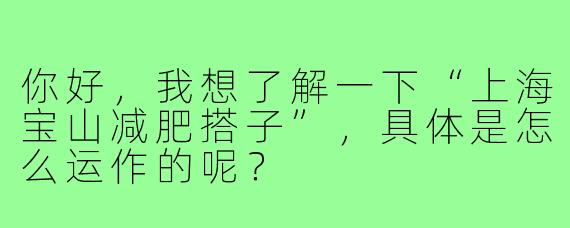 你好，我想了解一下“上海宝山减肥搭子”，具体是怎么运作的呢？