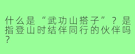 什么是“武功山搭子”？是指登山时结伴同行的伙伴吗？