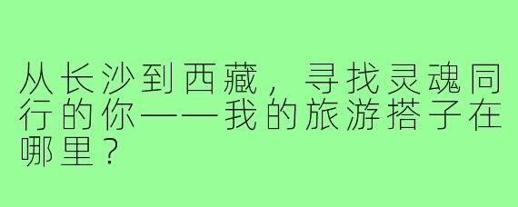 从长沙到西藏，寻找灵魂同行的你——我的旅游搭子在哪里？