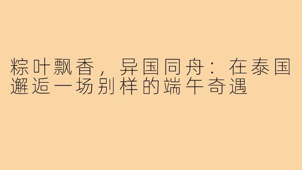 粽叶飘香，异国同舟：在泰国邂逅一场别样的端午奇遇