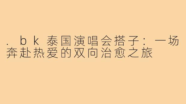 .bk泰国演唱会搭子：一场奔赴热爱的双向治愈之旅