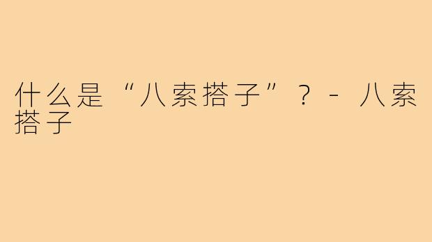 什么是“八索搭子”？-八索搭子