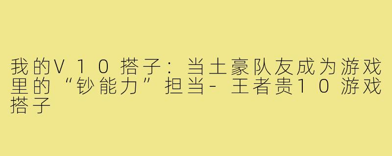 我的V10搭子：当土豪队友成为游戏里的“钞能力”担当-王者贵10游戏搭子