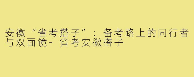 安徽“省考搭子”：备考路上的同行者与双面镜-省考安徽搭子