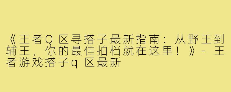 《王者Q区寻搭子最新指南：从野王到辅王，你的最佳拍档就在这里！》-王者游戏搭子q区最新