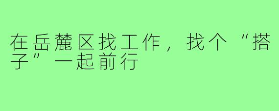 在岳麓区找工作,找个“搭子”一起前行