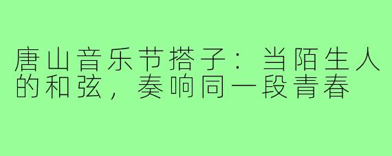 唐山音乐节搭子：当陌生人的和弦，奏响同一段青春