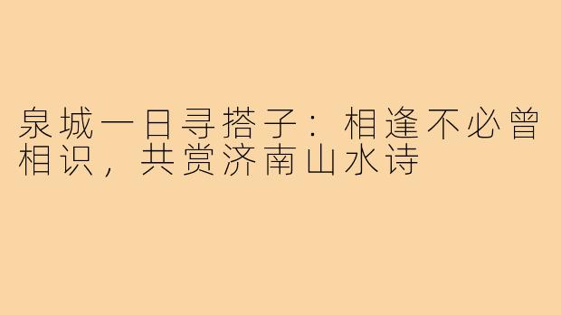 泉城一日寻搭子：相逢不必曾相识，共赏济南山水诗