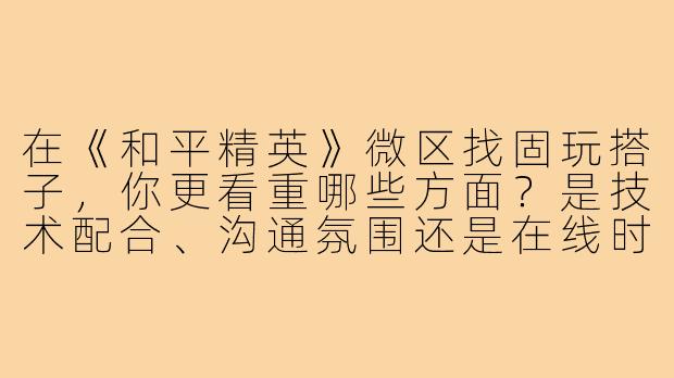 在《和平精英》微区找固玩搭子，你更看重哪些方面？是技术配合、沟通氛围还是在线时间稳定？-和平精英微区搭子
