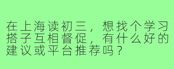 在上海读初三,想找个学习搭子互相督促,有什么好的建议或平台推荐吗?