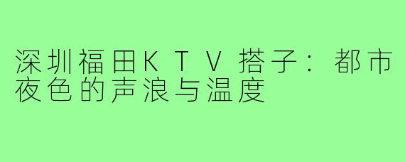 深圳福田KTV搭子：都市夜色的声浪与温度