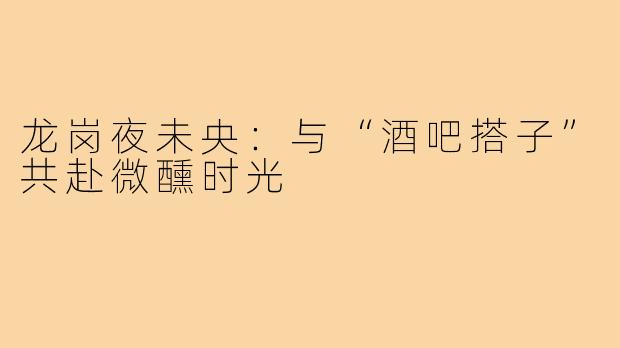 龙岗夜未央：与“酒吧搭子”共赴微醺时光