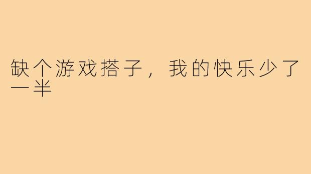 缺个游戏搭子，我的快乐少了一半
