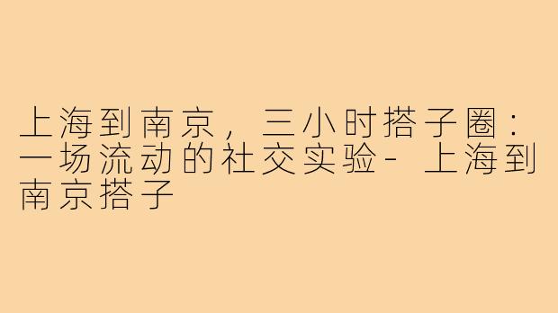 上海到南京,三小时搭子圈:一场流动的社交实验-上海到南京搭子