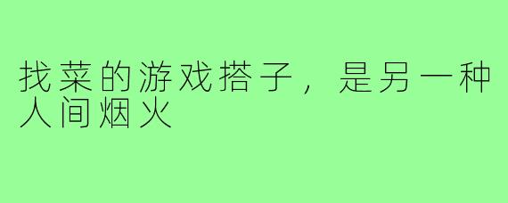 找菜的游戏搭子，是另一种人间烟火