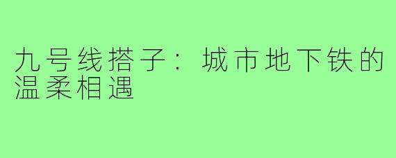 九号线搭子：城市地下铁的温柔相遇