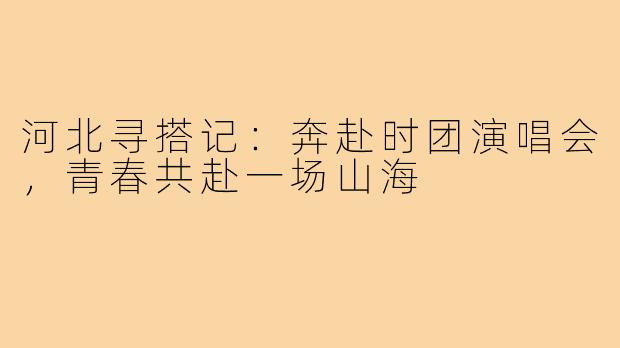 河北寻搭记:奔赴时团演唱会,青春共赴一场山海