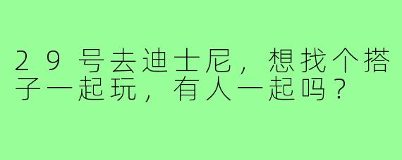 29号去迪士尼，想找个搭子一起玩，有人一起吗？