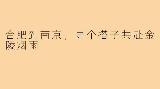 合肥到南京,寻个搭子共赴金陵烟雨