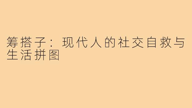 筹搭子：现代人的社交自救与生活拼图
