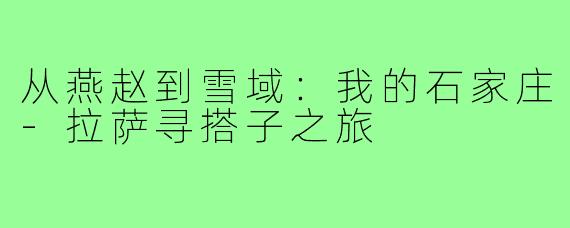 从燕赵到雪域：我的石家庄-拉萨寻搭子之旅