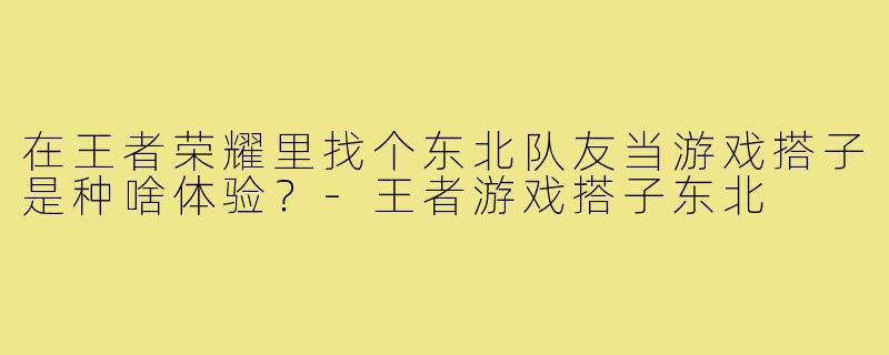 在王者荣耀里找个东北队友当游戏搭子是种啥体验?-王者游戏搭子东北