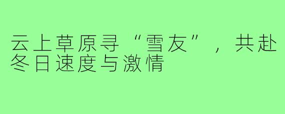 云上草原寻“雪友”，共赴冬日速度与激情