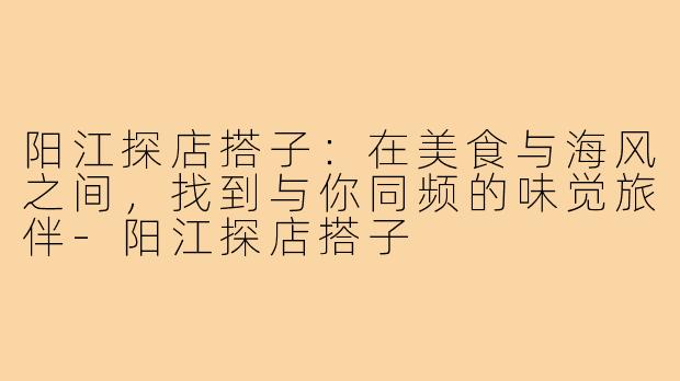 阳江探店搭子：在美食与海风之间，找到与你同频的味觉旅伴-阳江探店搭子