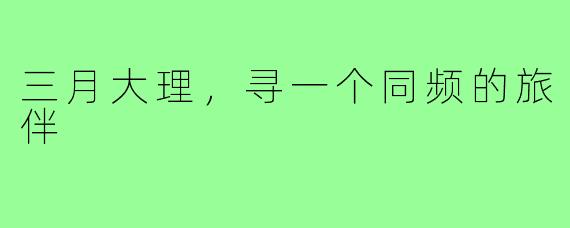三月大理，寻一个同频的旅伴
