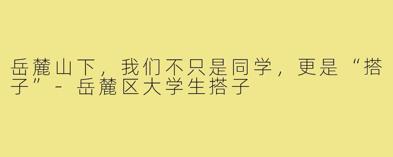 岳麓山下，我们不只是同学，更是“搭子”-岳麓区大学生搭子