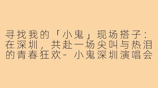 寻找我的「小鬼」现场搭子：在深圳，共赴一场尖叫与热泪的青春狂欢-小鬼深圳演唱会搭子