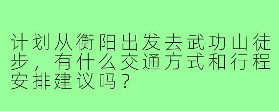计划从衡阳出发去武功山徒步，有什么交通方式和行程安排建议吗？