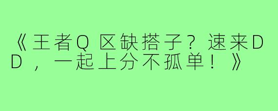 《王者Q区缺搭子？速来DD，一起上分不孤单！》