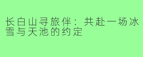 长白山寻旅伴:共赴一场冰雪与天池的约定