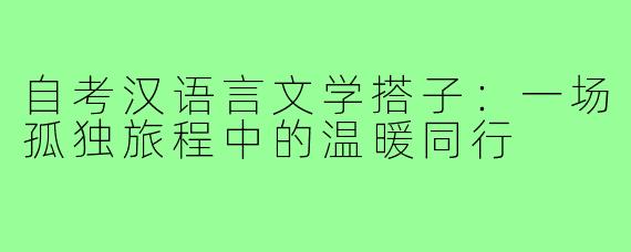自考汉语言文学搭子：一场孤独旅程中的温暖同行