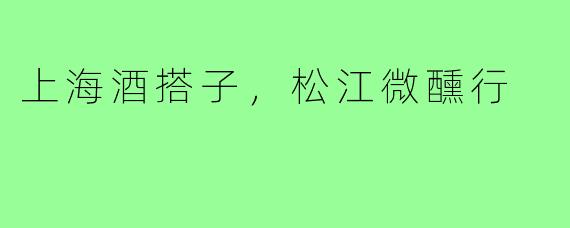 上海酒搭子，松江微醺行
