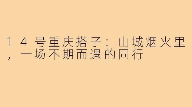 14号重庆搭子:山城烟火里,一场不期而遇的同行